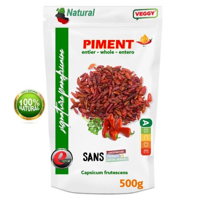 Piment fort entier séché - Sélection panafricaine - 500g