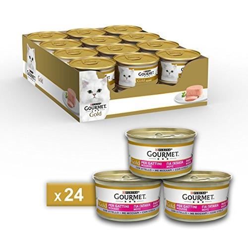 Gourmet purine Gold Humide Chat Mousse pour Chatons avec Veau – 24 canettes de chacune 85 g (Pack de 24 x 85 g) 12243141