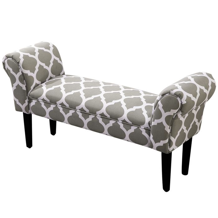 Banc banquette design contemporain accoudoirs courbés grand confort 102L x 31l x 51H cm gris blanc 102x31x51cm Multicolore