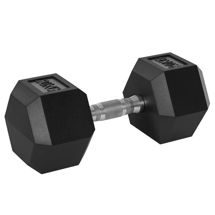 Haltère courte poids 20 Kg - entraînement musculaire & haltérophilie - acier caoutchouc noir 35x16x16cm Noir