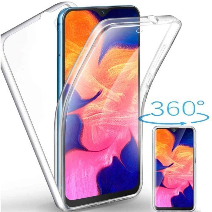 Coque pour Samsung Galaxy A10,【Version améliorée 2019】 360 Degré Transparent TPU Coque Silicone Souple Avant et Arrière PC Rigide