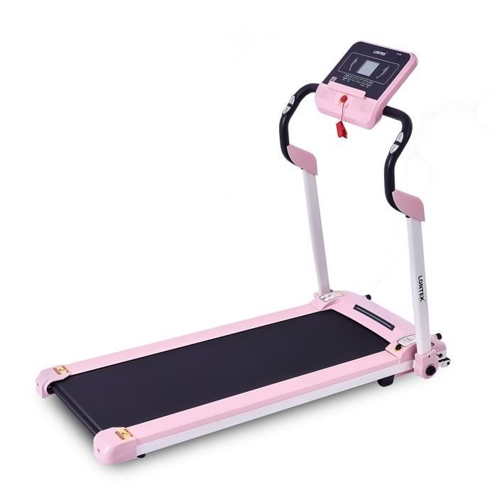 LONTEK Tapis de course F509 - Pliable - Motorisé - Vitesse max. : 10km/h - Poids : jusqu'à 100kg - 12 programmes