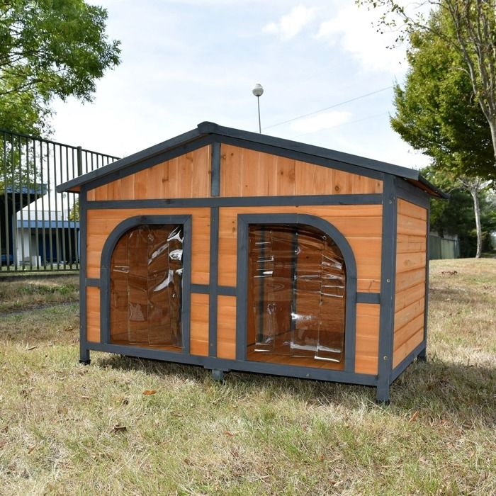 Niche pour chien Double toit shingle noir taille L