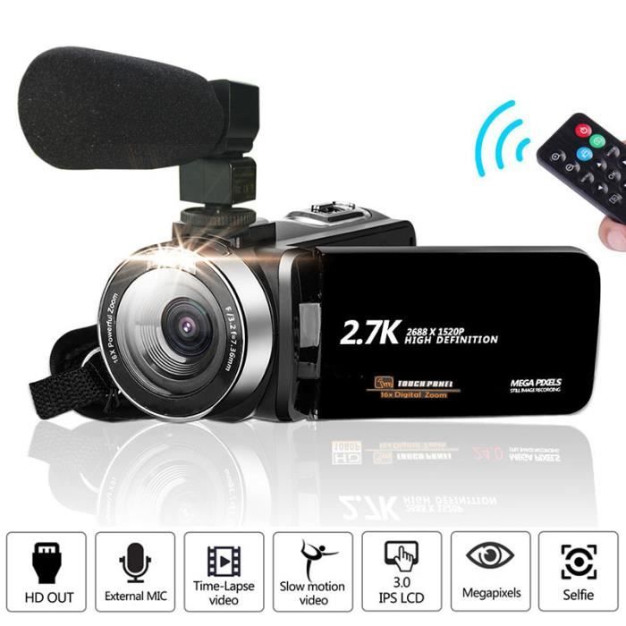 Caméscope vidéo Full HD 1080P Vlog Camera 30MP 16X Zoom numérique LCD