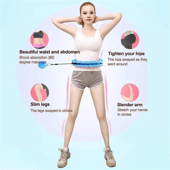 Cerceau Fitness 24 Sections Amovibles, Hula Hoop Adulte Réglable Amincissement de Taille taille 120 cm