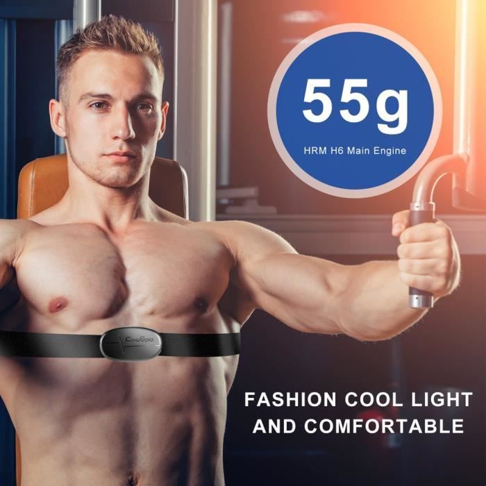 Capteur de Fréquence Cardiaque Haute précision – Bluetooth, ANT+, ECG-EKG – émetteur cardiaque waterproof avec ceinture pectorale