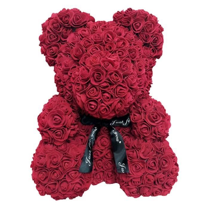 Rose Fleur Saint Valentin Ours Des Rose pour Cadeau d'anniversaire Cadeau de la Saint-Valentin Décoration de Mariage Vieux rouge