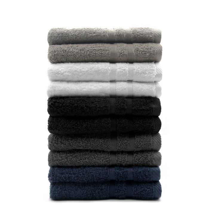 TODAY Lot de 10 Serviettes de toilette Assorties - 50 x 100 cm - 100% coton