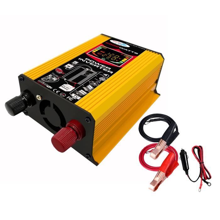(6000W Peak) Onduleur De Voiture 12V à 220V En Alliage D'aluminium Shell Jaune