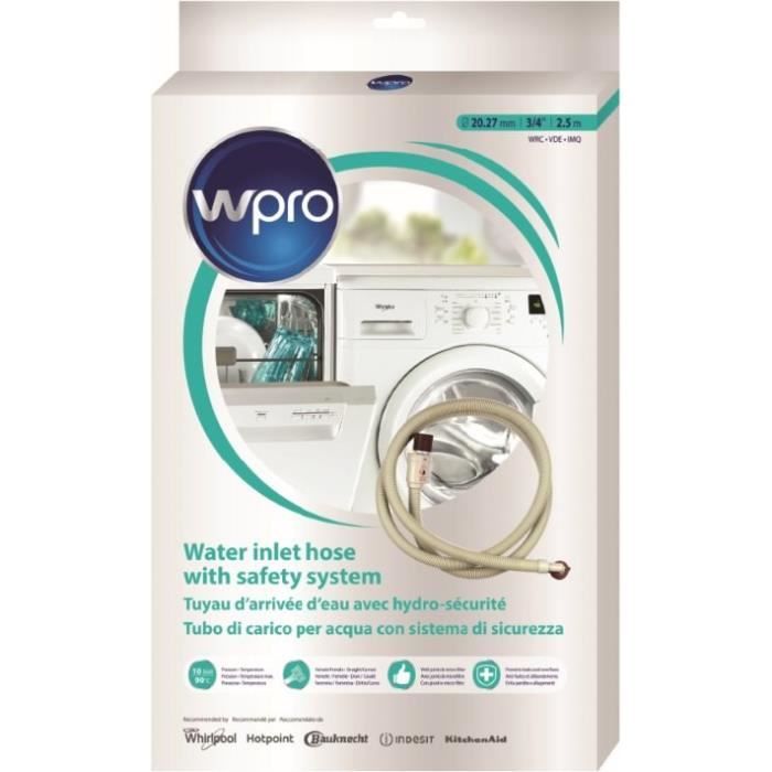 WPRO SIH250 Tuyau d'alimentation avec hydrosécurité - Droit/coudé - femelle/femelle - 2,5 m - antifuite
