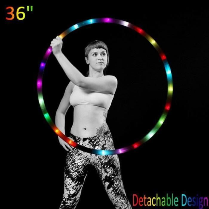 PC32332-LED Hula Hoop Fitness Dance Lumineux Hula Hoops pour Adultes et Enfants, 24 Couleurs stroboscopiques, Design détachable