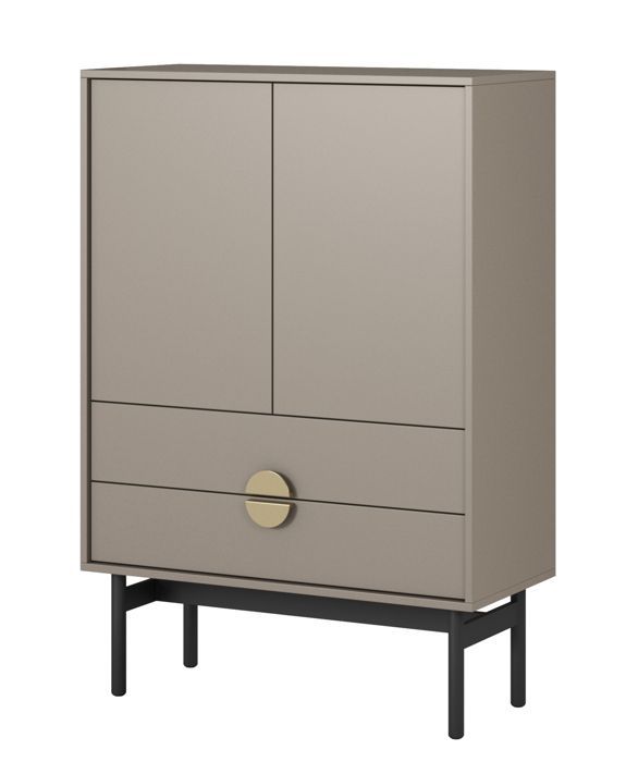 Buffet haut - SELSEY - STOON - 855 x 38 x 1237 cm - 2 tiroirs & 2 portes - Gris pierre