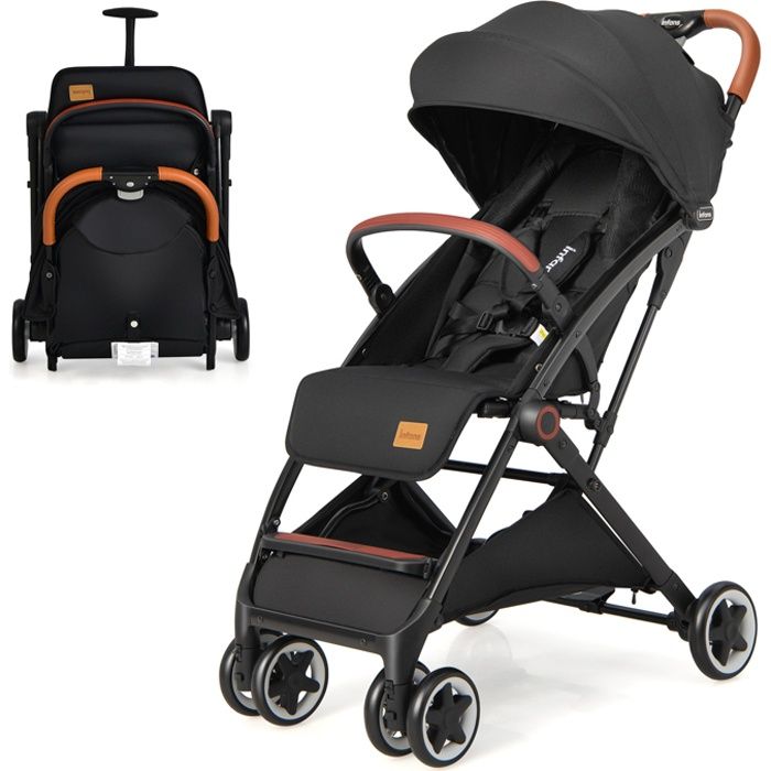 Poussette Bébé Pliable - DREAMADE - Dossier Réglable en Continu - Pédale de Frein Arrière - Panier de Rangement - 0-3 Ans - Noir