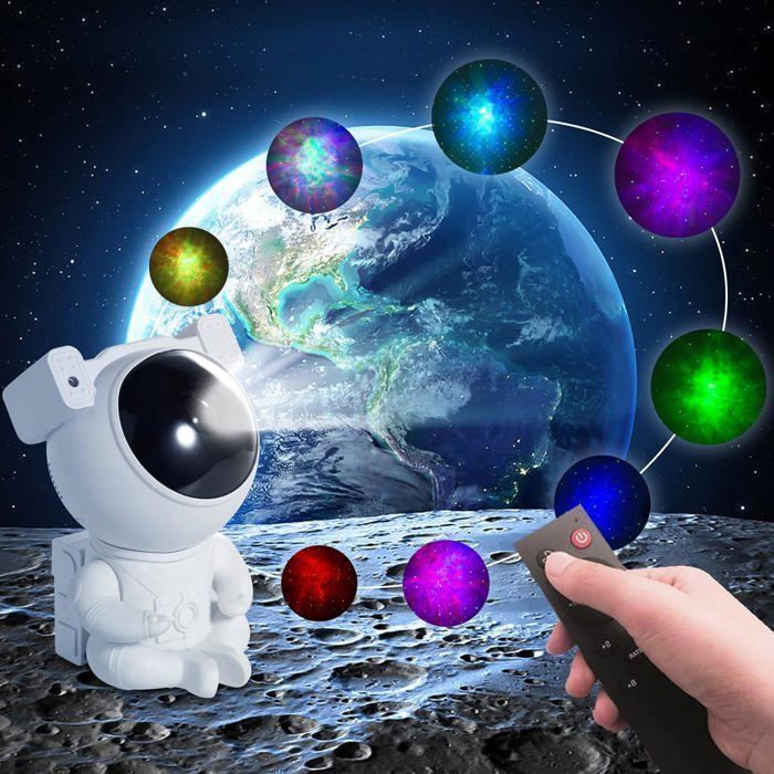 Veilleuse Projecteur Astronaute Ciel Étoilé Galaxie LED - Ambiance Relaxante Enfant