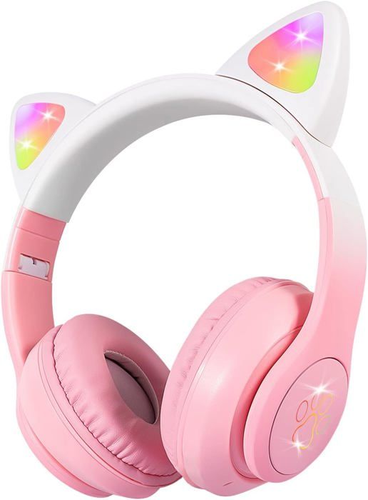 Casque Gamer Avec Oreilles De Chat NiC IS COCNG - Microphone Rétractable, LED RGB, Son Surround 7.1 - Compatible PC, PS4, Xbox