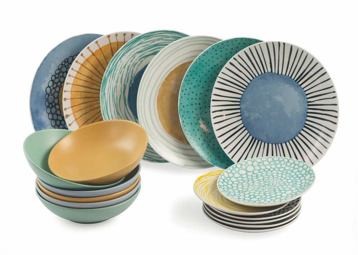 Service de table - Villa dEste Home Tivoli - Marea - 18 pièces - Porcelaine et grès - Multicolore