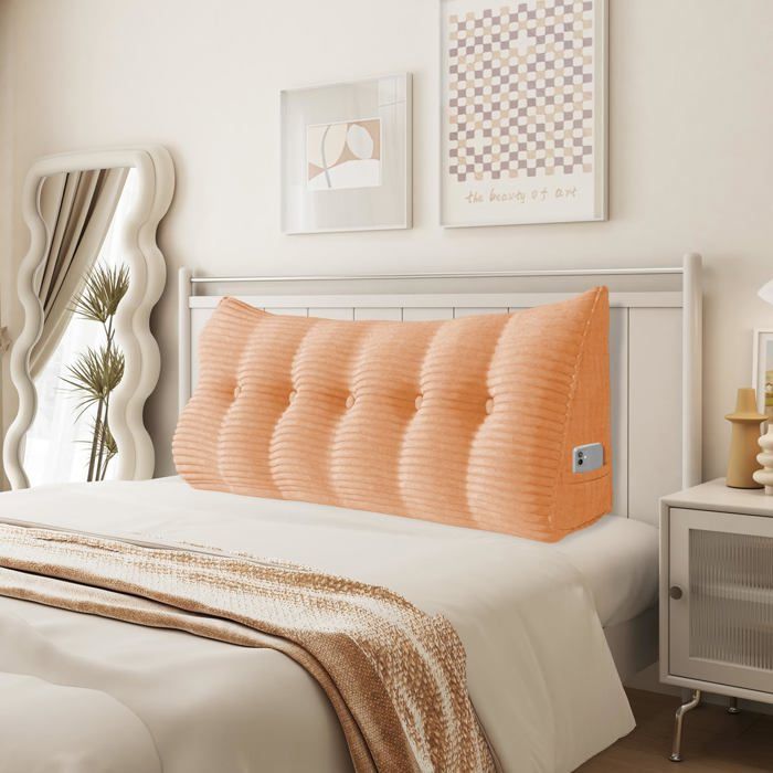 VERCART Coussin de Lecture Cale Dos Coussin à Coins Coussin Incliné velours côtelé Rose 160CM VERCART Coussin de Lecture Cale Dos Coussin à Coins Coussin Incliné velours côtelé Rose 160CM