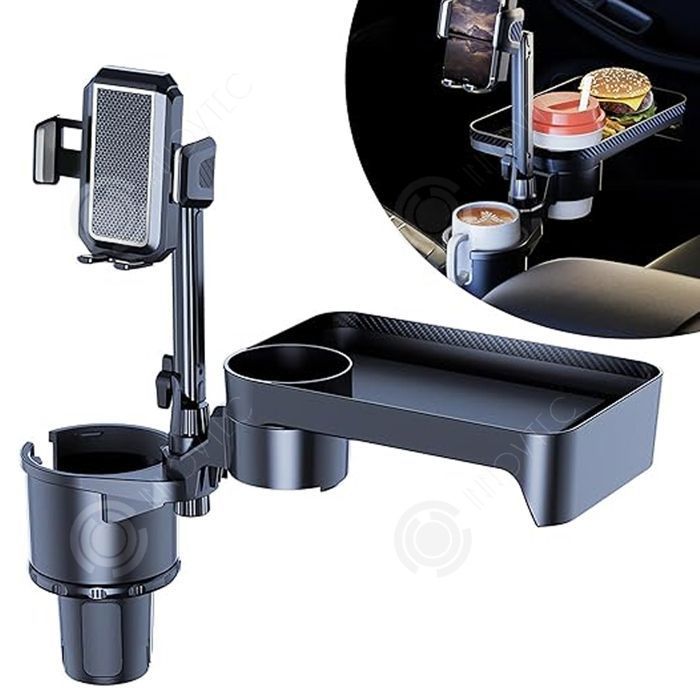 Yusheng Plateau Voiture Réglable 360° - Porte-Gobelets Avec Support Téléphone Et Table Repas