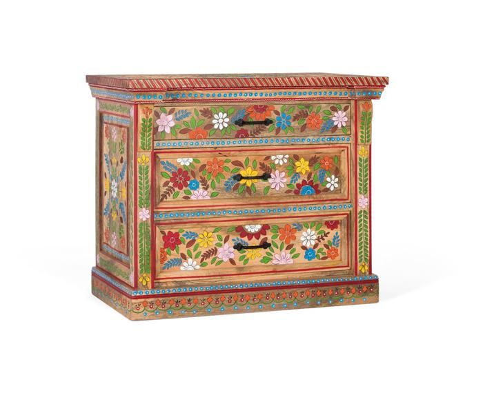 Commode - Giner y Colomer - Bois de Manguier - Peinte à la Main - Multicolore