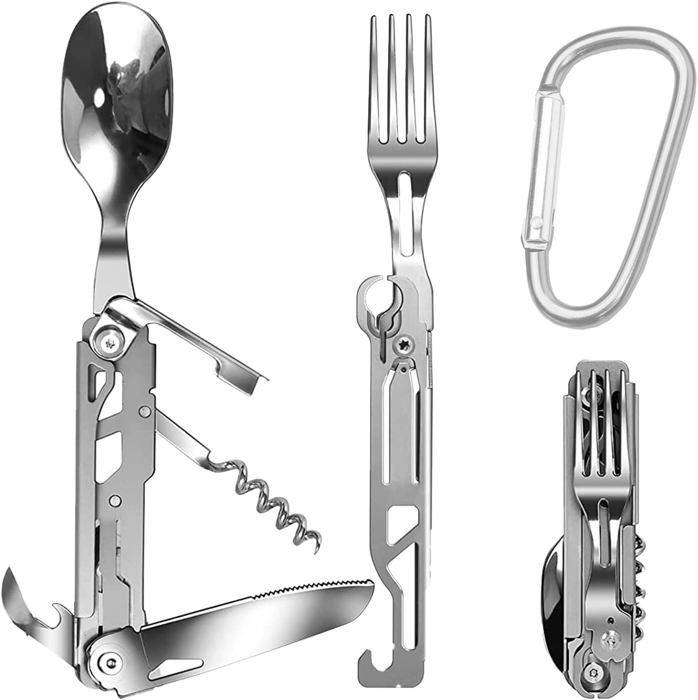 Berglander Set d'ustensiles de camping 1 pièce, Couverts réutilisables Couteau, Fourchette, Cuillère, Tasses, Assiettes et Bols, Set de couverts portables, Facile à nettoyer, Lavable au lave-vaisselle