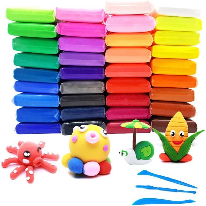 Pâte à modeler - Magique - Lot de 36 couleurs - Non toxique - Ultra légère - Séchage à lair libre