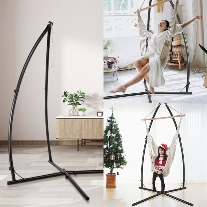Support pied de hamac Métal Supports Pour Hamac Support Chaise Suspendue Avec Crochets Réglable en Hauteur Charge Max 110 kg