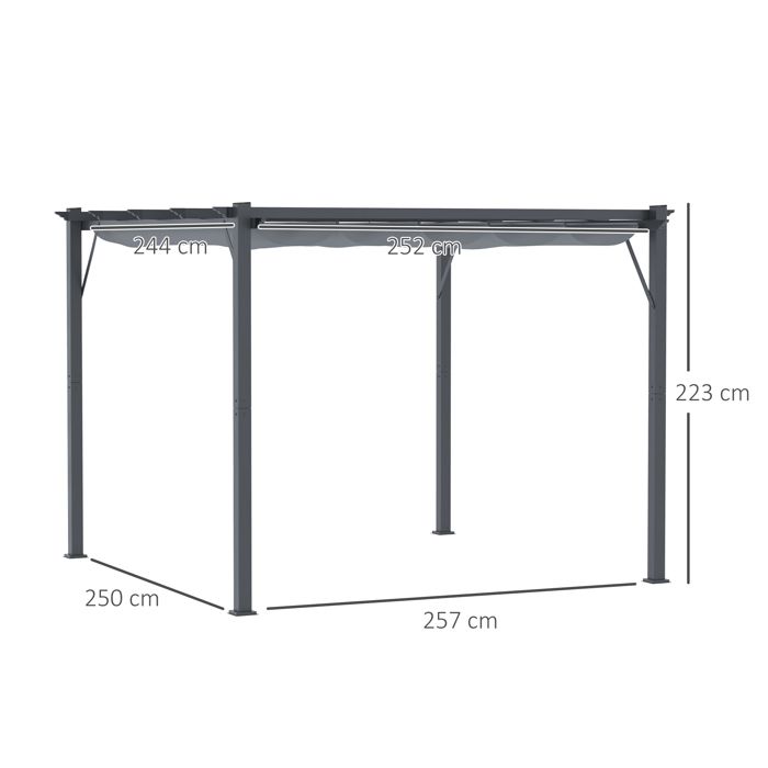 Pergola Pavillon Terrasse Avec Toit Coulissant 298x213x221cm Polyester