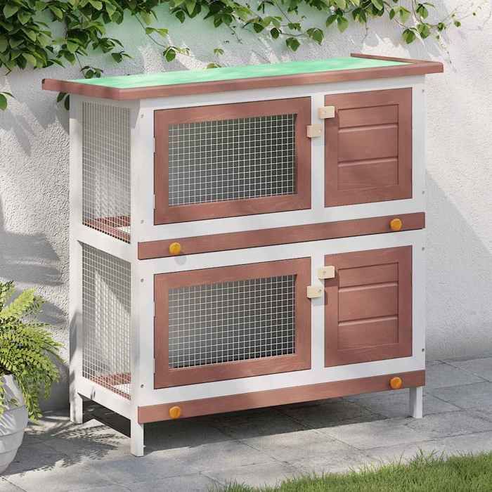 Comparer les prix de Bon marché - Cage enclos pour lapins - SUIKUN - Clapier Pour extérieur 4 portes Marron Bois plds737960