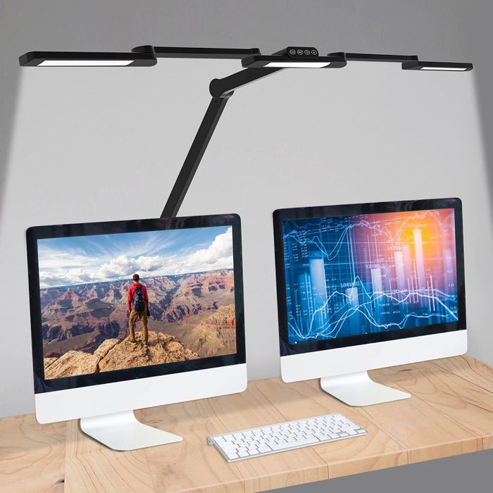 Lampe de Bureau LED Puissante 3 bandes lumineuses Lampe Darchitecte de Bras Pivotante 5 Températures Auto-Luminosité Pour Sewing