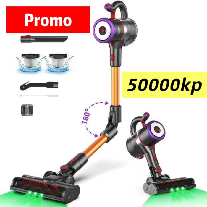 Aspirateur Balai Sans Fil Puissant - 550W / 45Kpa / 1.5L / Autonomie 53min - Filtration 5 Étapes - 8 en 1 - LED - vert ASPIRATEUR BALAI