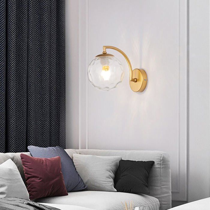Applique Murale Verre Abat-jour Dorée Intérieur Éclairage chambre/salon/couloir/hôtel Or 2