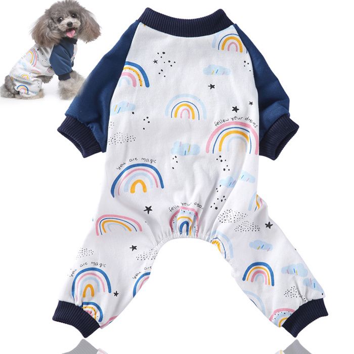Meilleurs prix pour Pyjama pour petit chien combinaison douce pour chiot et chat vêtements confortables pour animaux de compagnie (arc-en-ciel)