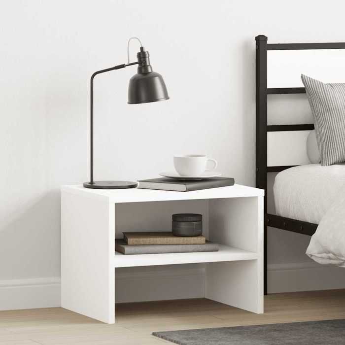 Table de chevet moderne - VIDAXL - Blanc - 40x30x30 cm - Bois dingénierie - Compartiment ouvert - Facile à nettoyer