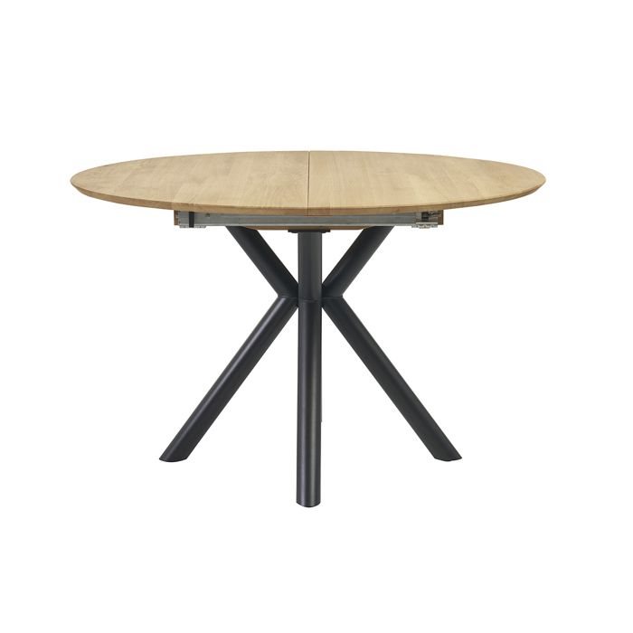 Miliboo - Table à manger ronde extensible en bois clair chêne massif et métal L120-170 cm OLGA