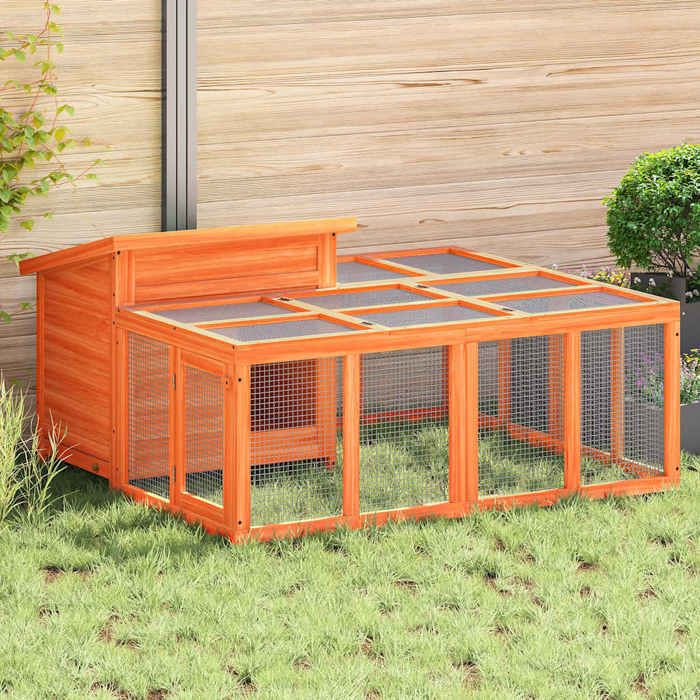 Bonne qualité - Clapier marron 144x123x675 cm - haut de gamme - bois de pin massif7956