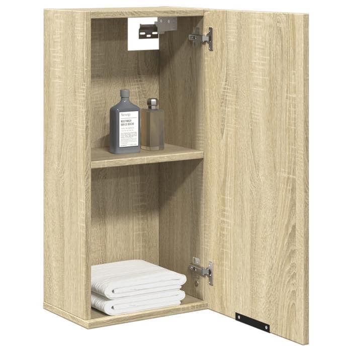 Armoire murale salle de bain - WIENS - Chêne sonoma - 32x20x67 cm - 60 kg capacité - 1 porte - 2 compartiments