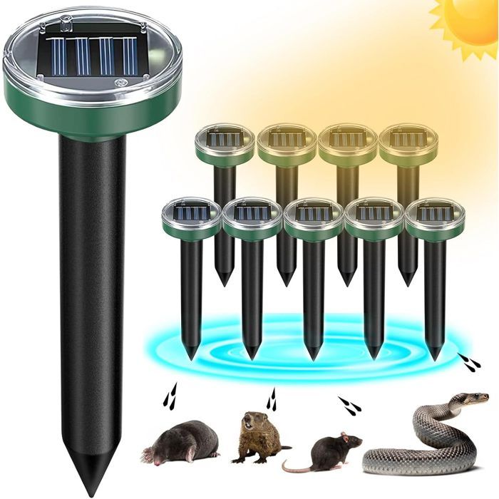 Professionnel Répulsifs Solaires Anti-Taupes 9 pièces Répulsif Contre Les Taupes Répulsif Contre Les campagnols Répulsif à ultrason