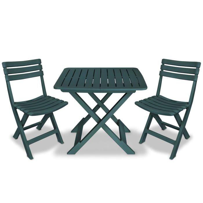 SALE 2026 meuble dextérieur arrière-cour terrasse Vert - Ensemble de bistro pliable 3 pcs Plastique Vert PRO286961879