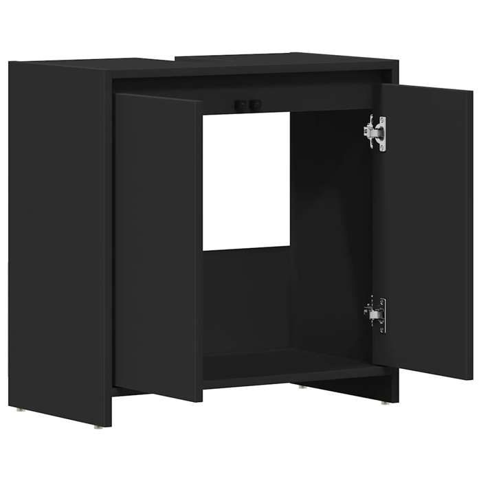Soldes Printemps Armoire de salle de bain - SOLOMOON - Meuble wc - noir 60x33x61 cm Bois dingénierie SSS1858