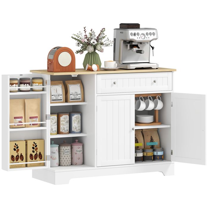 Buffet cuisine - HOMCOM - 3 portes tiroir étagères de porte et étagère réglable - MDF - 105x40x83cm - blanc
