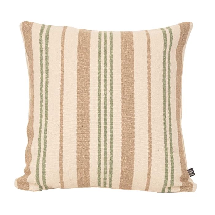 Coussin décoratif matelassé à rayures en toile canevas Vert Olive 45x45 cm Coussin décoratif matelassé à rayures en toile canevas Vert Olive 45x45 cm
