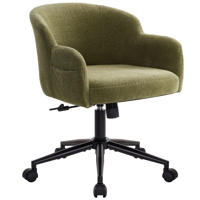 IWMH Chaise de bureau Fauteuil avec accoudoirs Chaise pivotante réglable en hauteur pour coiffeuse Homeoffice - Tissu - Vert