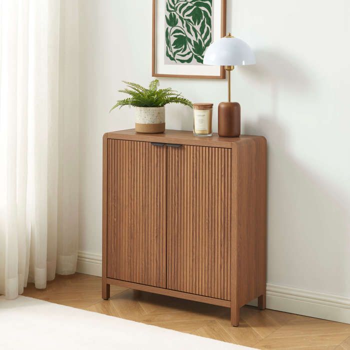 Buffet UTICA effet noyer 2 portes 75cm - Bois foncé