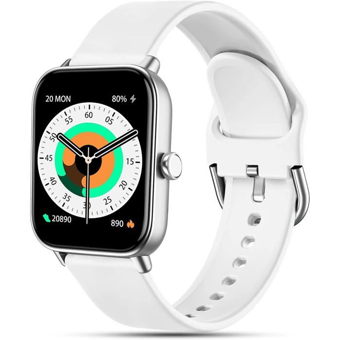 Bracelet silicone 22 mm compatible VeryFit / GloryFit / Tuyom / AGPTEK / Huawei GT souple blanc sport