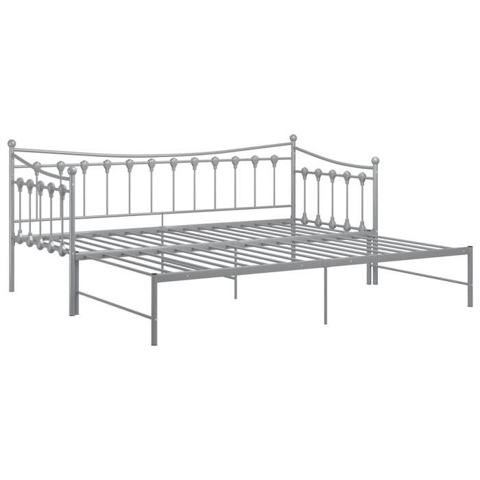 Lit 1 place 90x200cm - VIDAXL - Cadre de canapé-lit extensible sans matelas - gris métal L820