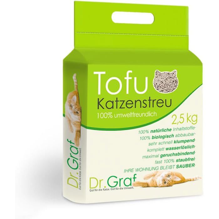 Litière pour chat en tofu - JOZSI - 100% naturelle -Sans odeur - Biodégradable - Soluble dans leau - Sans poussière