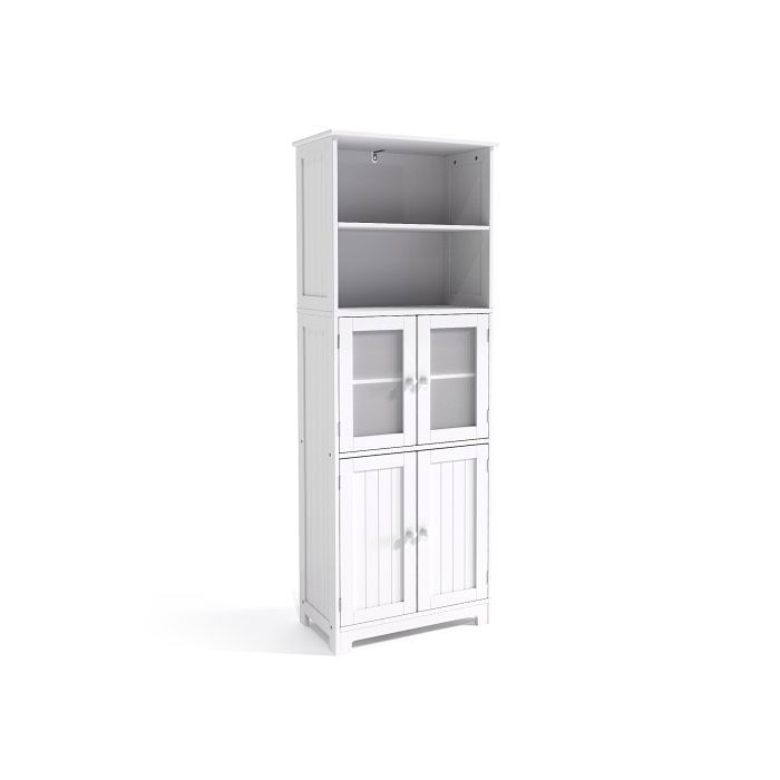 VINGLI Meuble de Salle de Bain Armoire de Rangement avec 4 Portes & 2 Étagères 60 x 30 x 163 cm