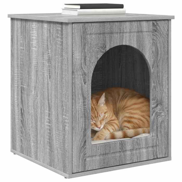 Maison pour chat minimaliste - vidaXL - bois dingénierie - gris sonoma - 53 x 52 x 62 cm - Capacité 60 kg - usage intérieur jpx22n9 Maison pour chat minimaliste - vidaXL - bois dingénierie - gris sonoma - 53 x 52 x 62 cm - Capacité 60 kg - usage intérieur jpx22n9