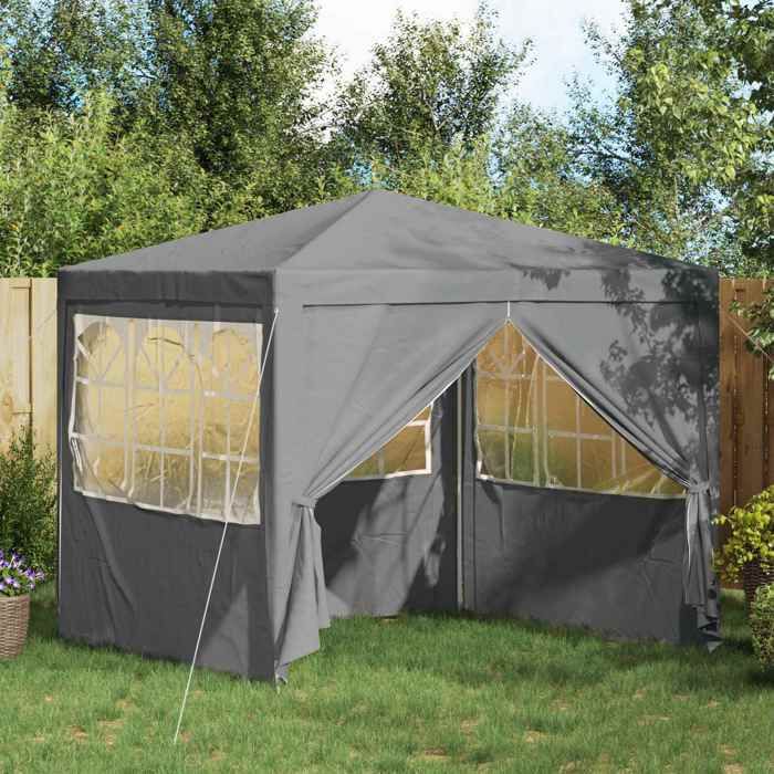 vidaXL Tente de fête Gris clair 250 x 250 x 240 cm PE et acier 42032997