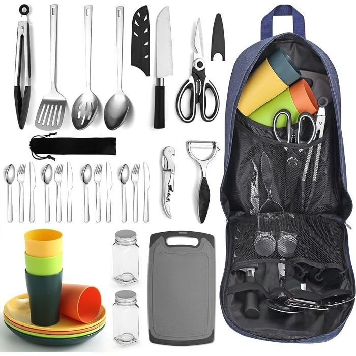 Essentiels de Camping ustensiles de Cuisine de Camping équipement d’Accessoires de Camping livré avec Couverts de Camping